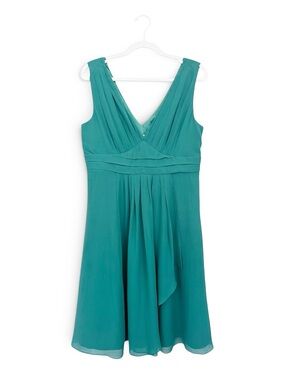 Ann Taylor 100% Silk Georgette Flutter Teal Wedding Formal Dress Black Size 12